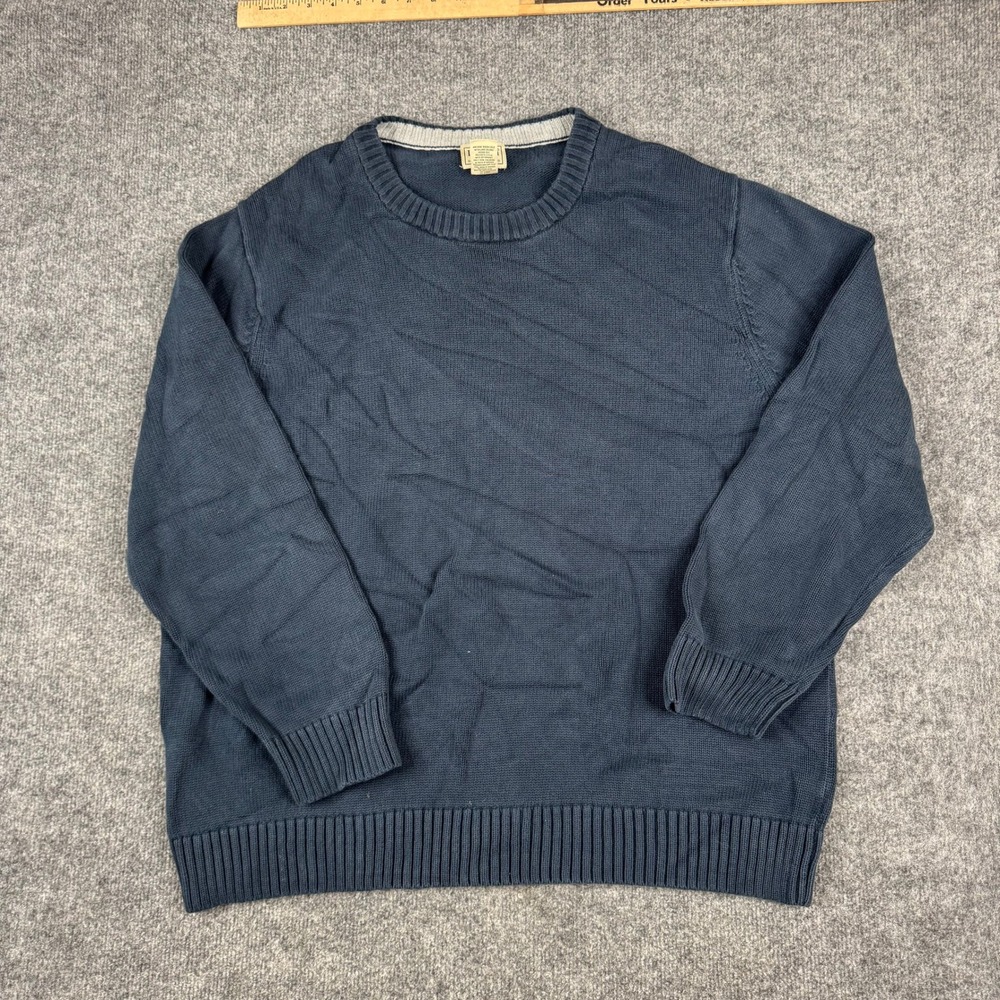 L.L. Bean Sweater Mens XXL Navy Blue Cotton Knit Crewneck Classic Regular Fit